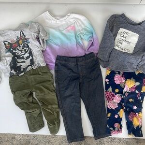 Girls 2t 2 baby lot 6 pieces cat jack GUC